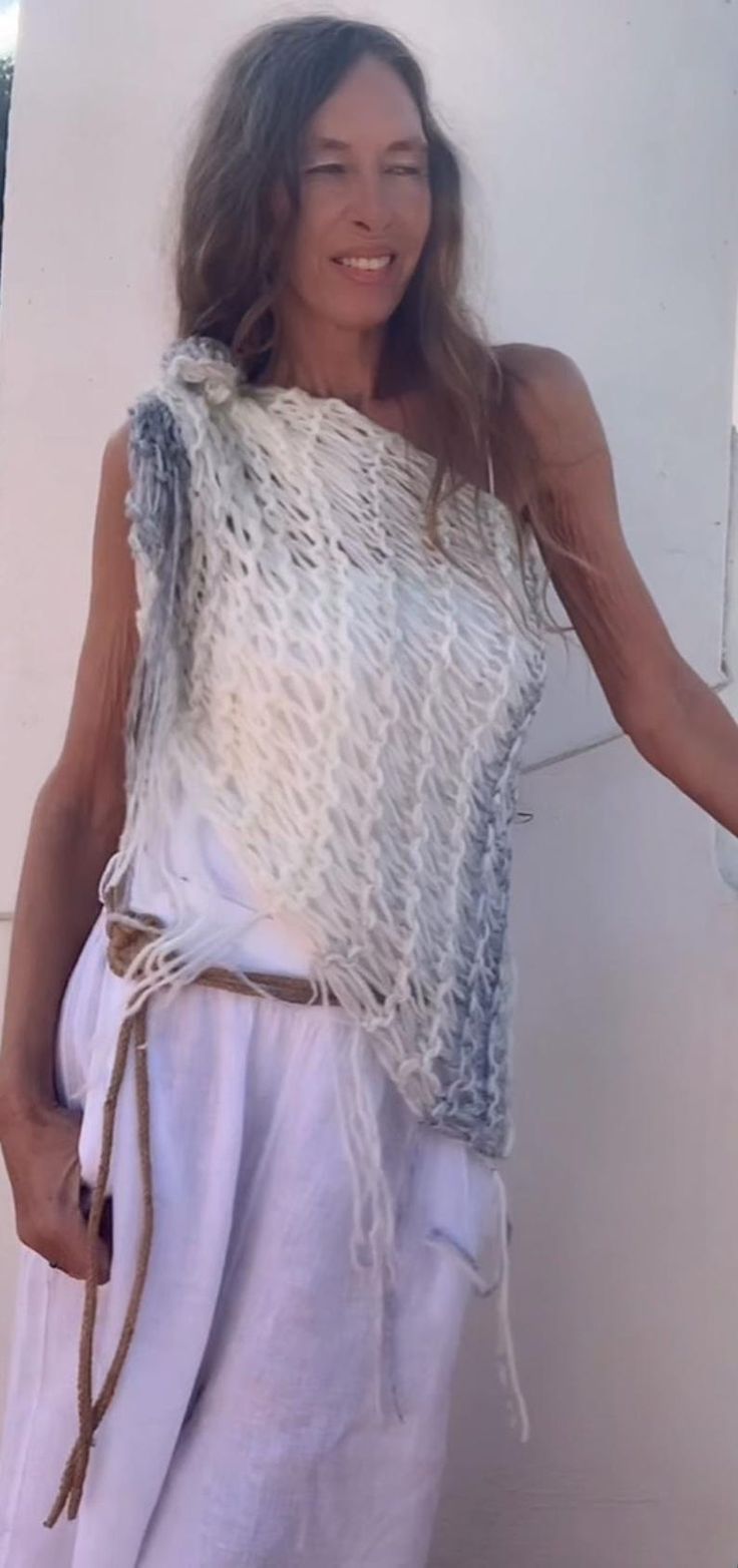 Luxury alpaca shawl, handknit looseweave style, in tones of ivory, silver, pale blue, touch of gray ombre shawl poncho