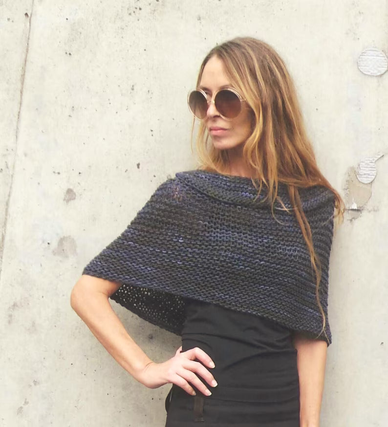 poncho cape knitting pattern easy beginners knitting tutorial