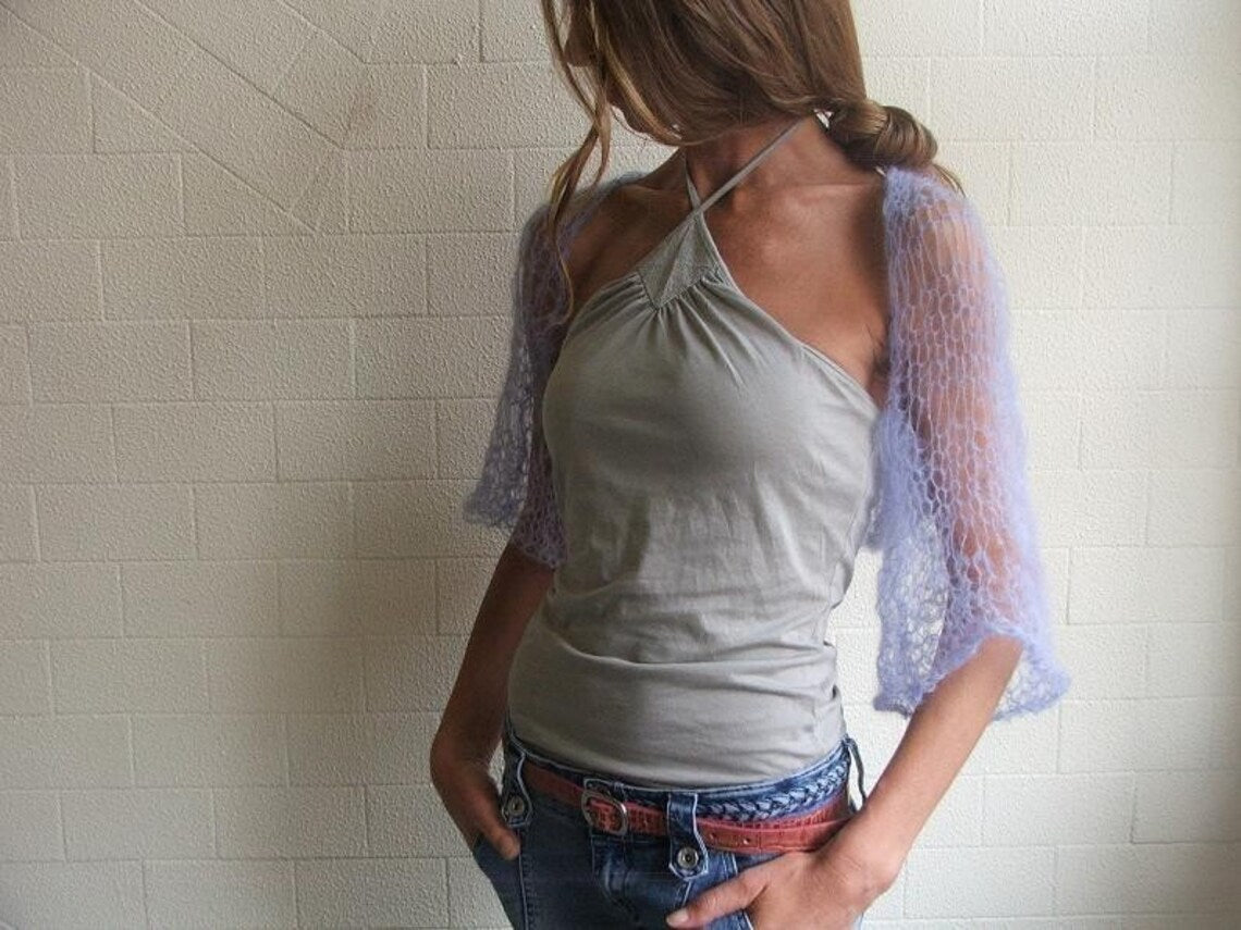 lilac Summer lightweight shrug, loose knit summer bolero ethereal