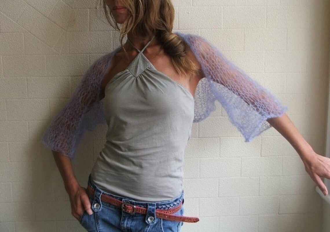 lilac Summer lightweight shrug, loose knit summer bolero ethereal