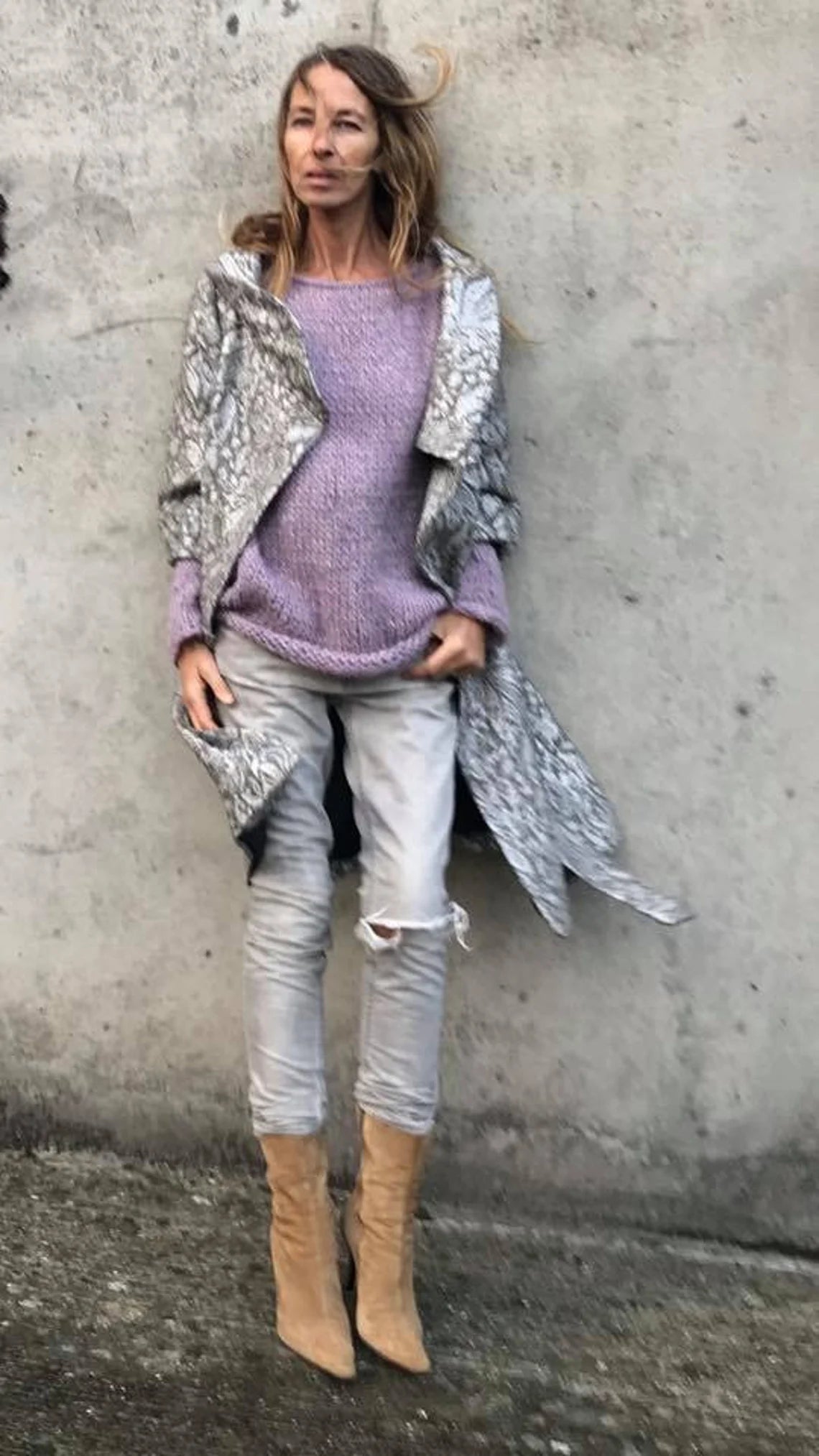 women's alpaca over sized lilac sweater, slouchy, purple pink extra long sleeve, alpaca blend