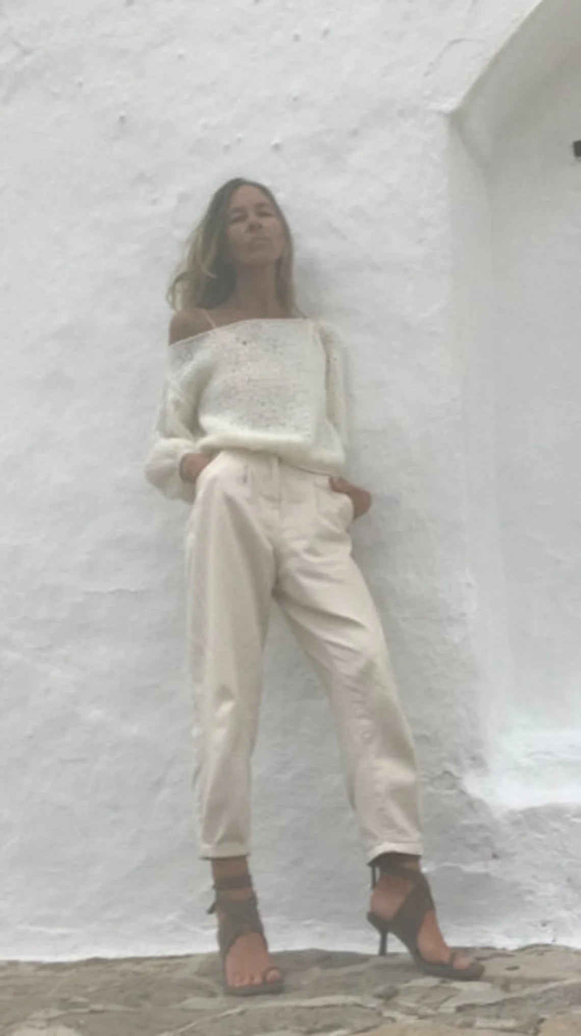 Ivory white puff sleeve sweater, lightweight alpaca summer sweater, sustainable and ethically made