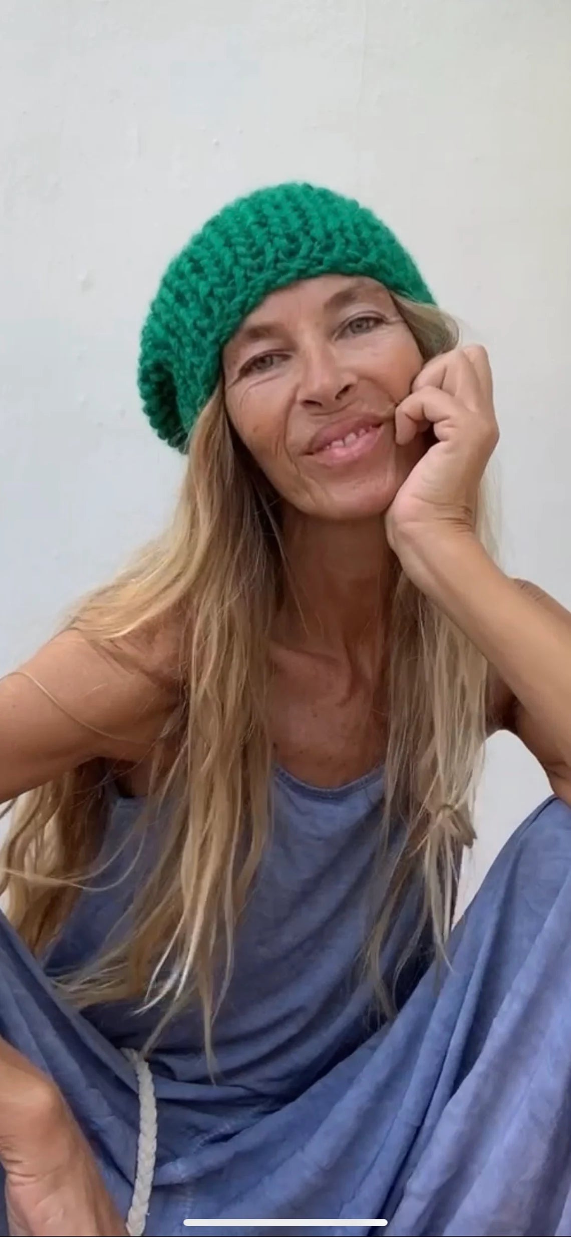 Emerald Green hat, Chunky beanie, hand knit vegan friendly,