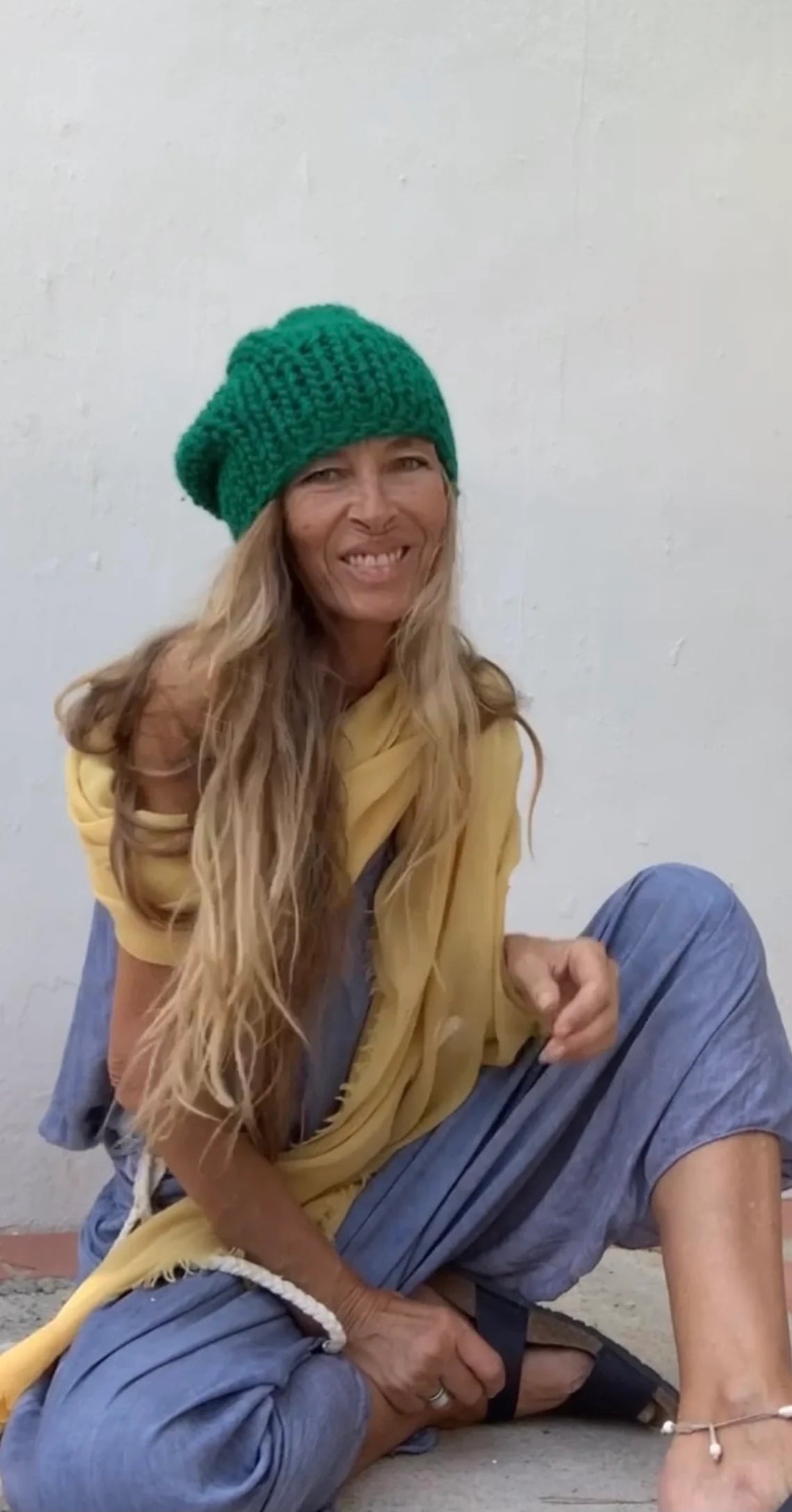 Emerald Green hat, Chunky beanie, hand knit vegan friendly,