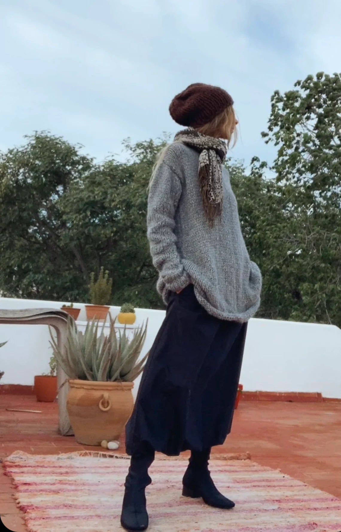 Gray Alpaca sweater dress, pullover, women's knit dress, long line, sustainable ethical clothing