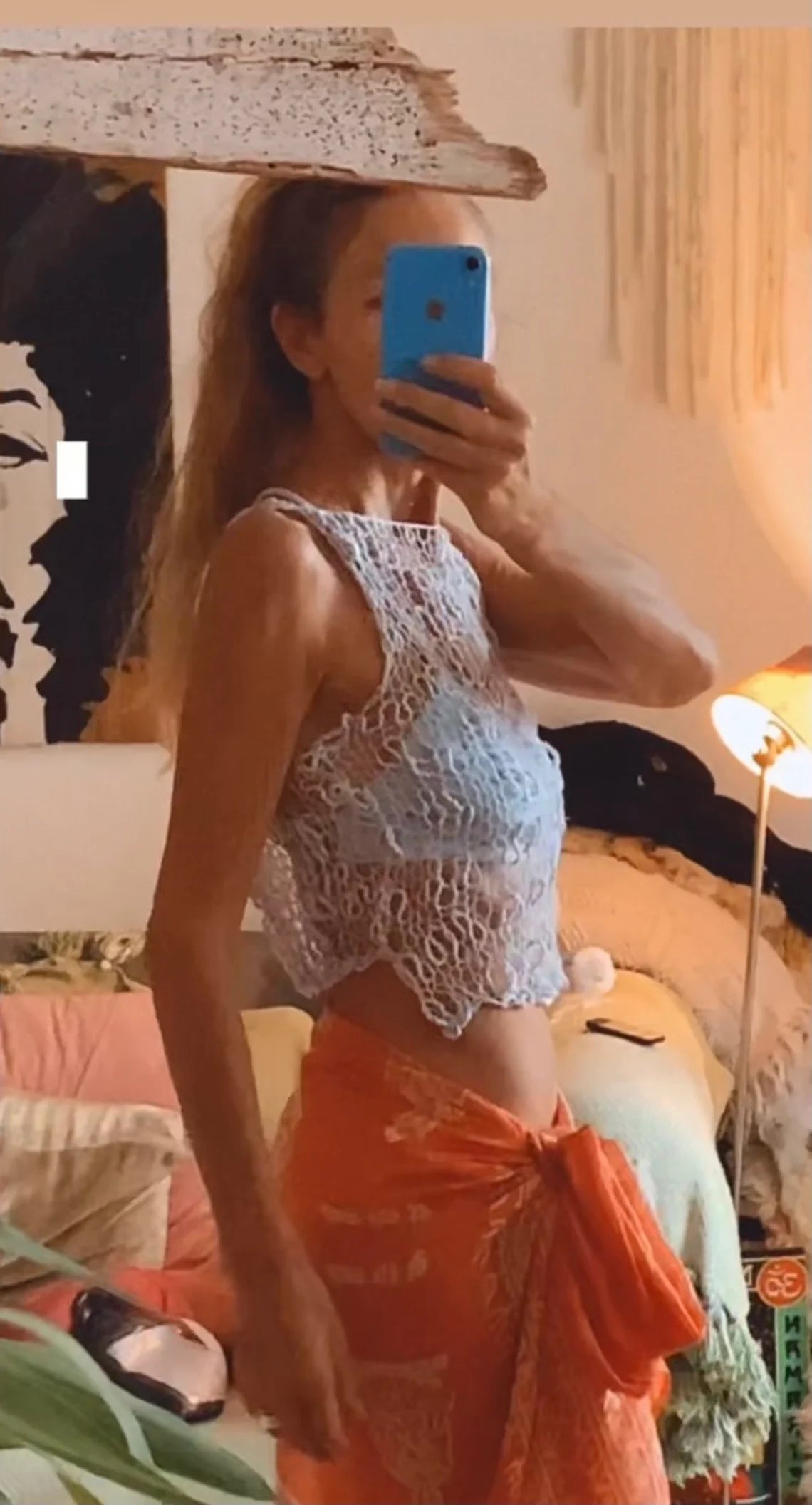 Sheer knit tank top with a stepped hemline, summer sweater, cotton tank top, silver gray vest, iLE AiYE organic knitwear