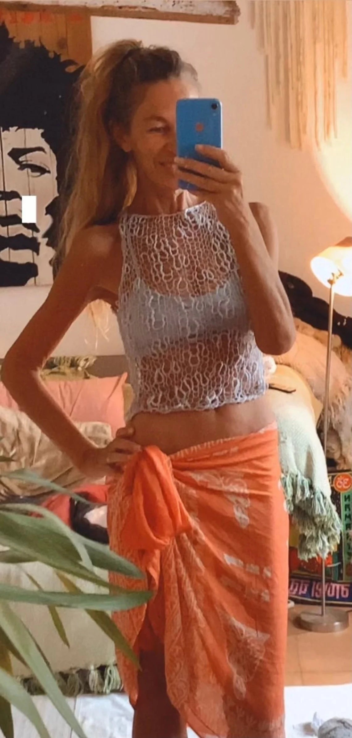 Sheer knit tank top with a stepped hemline, summer sweater, cotton tank top, silver gray vest, iLE AiYE organic knitwear