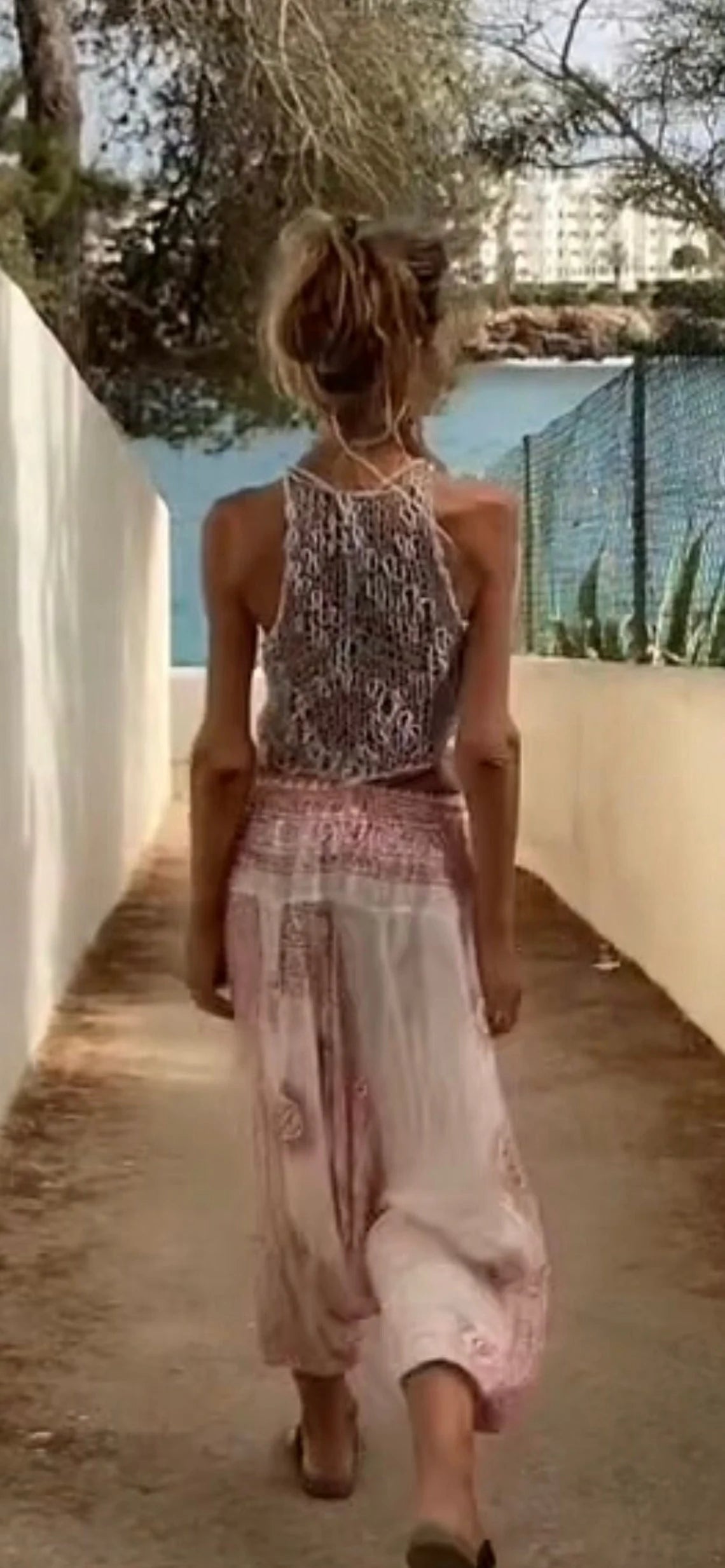 Sheer knit tank top with a stepped hemline, summer sweater, cotton tank top, silver gray vest, iLE AiYE organic knitwear