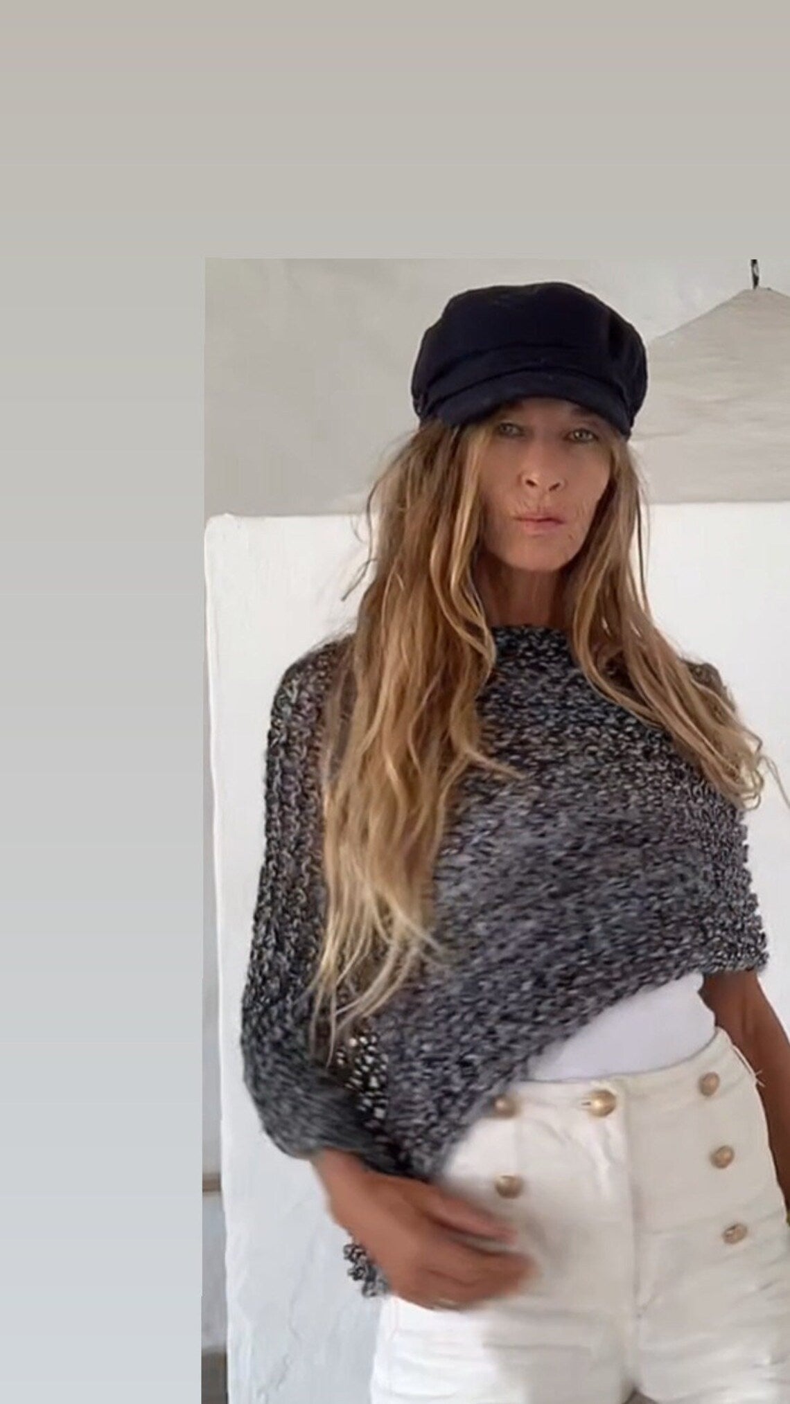 women's poncho Black and white ombre tweed cape sustainable clothing ethically handmade