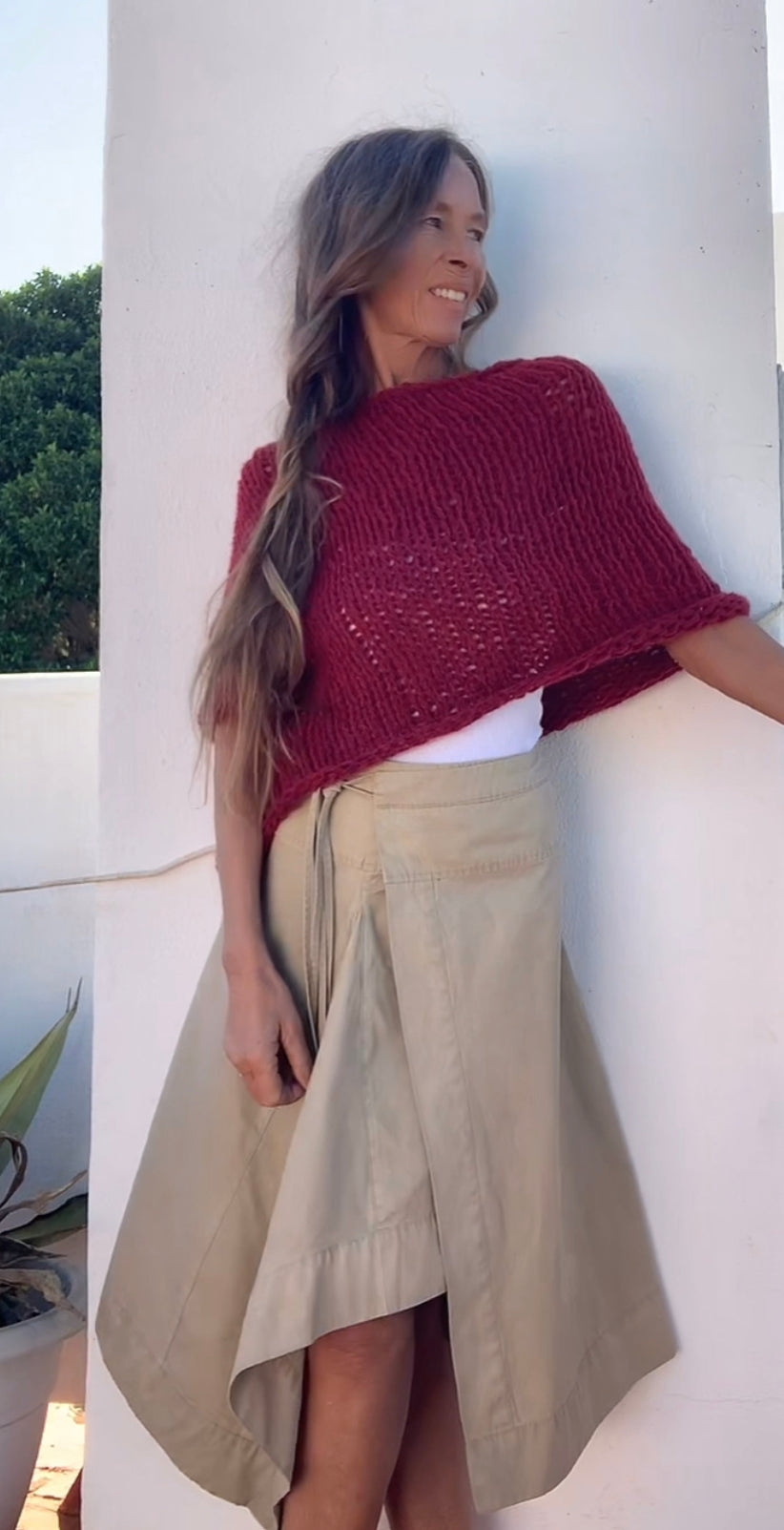 red poncho alpaca poncho cover-up, sustainable ethical fashion.