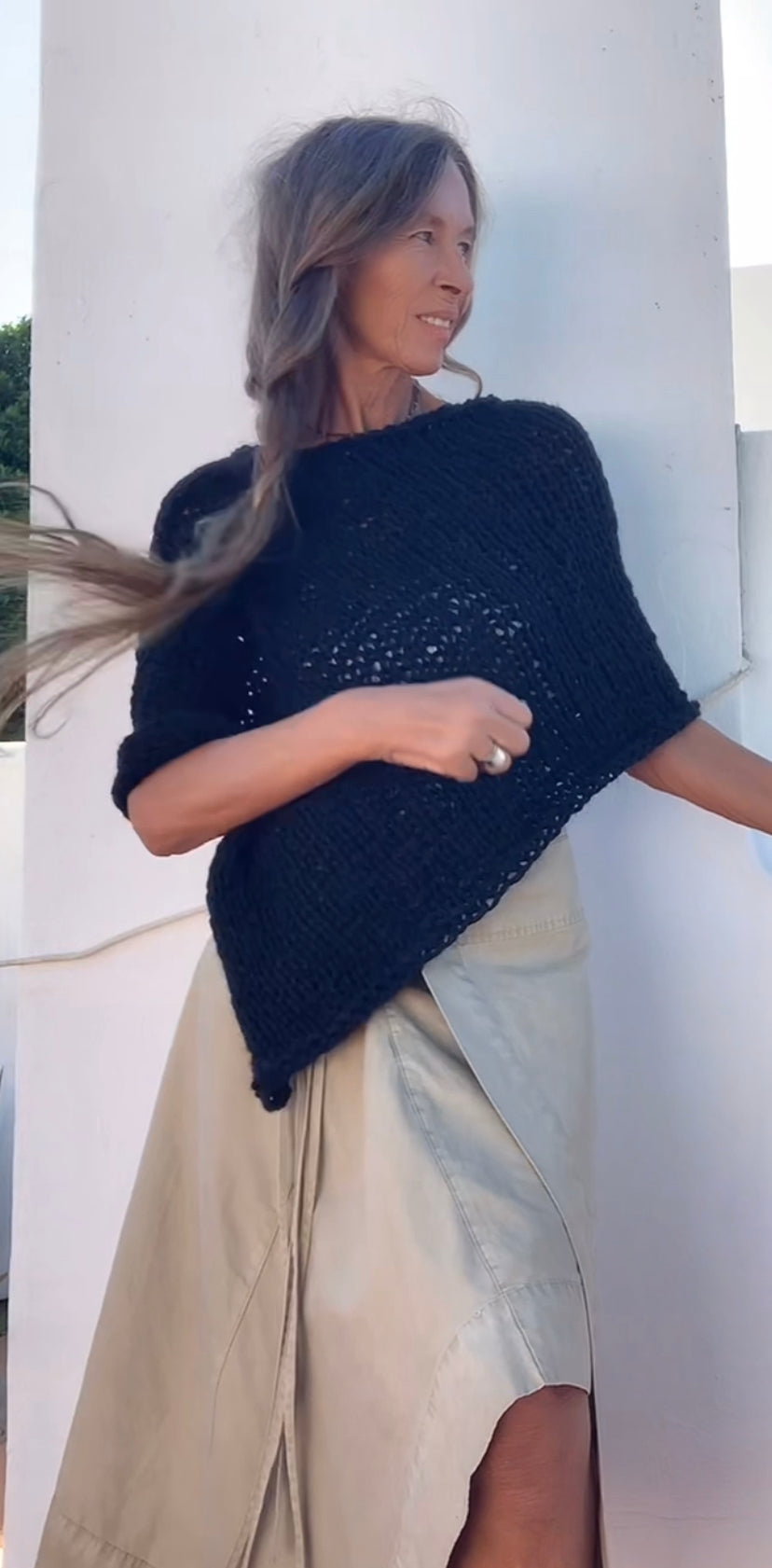 Black Alpaca Poncho