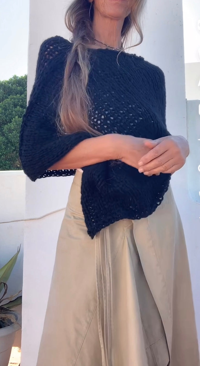 Black Alpaca Poncho