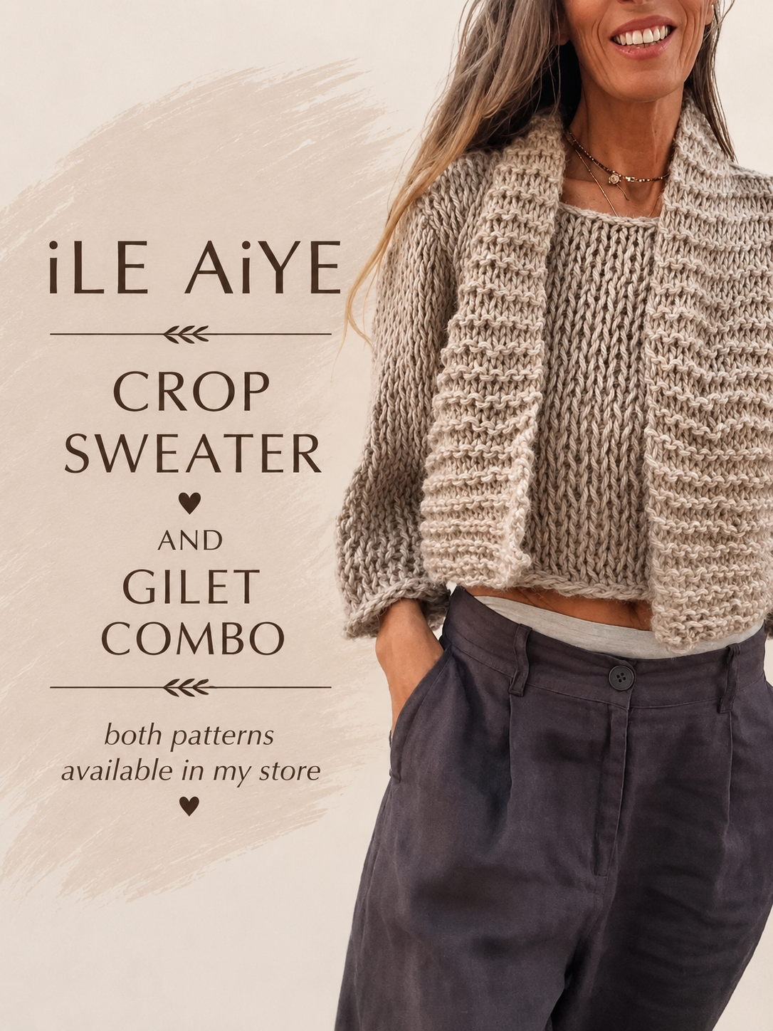 easy knit gilet pattern chunky waistcoat winter knit digital download