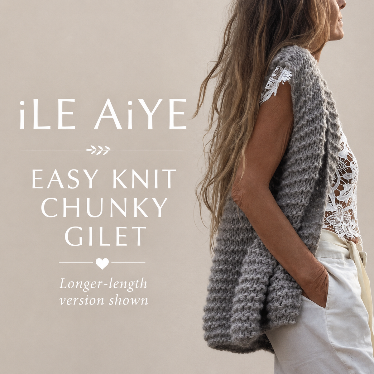 easy knit gilet pattern chunky waistcoat winter knit digital download