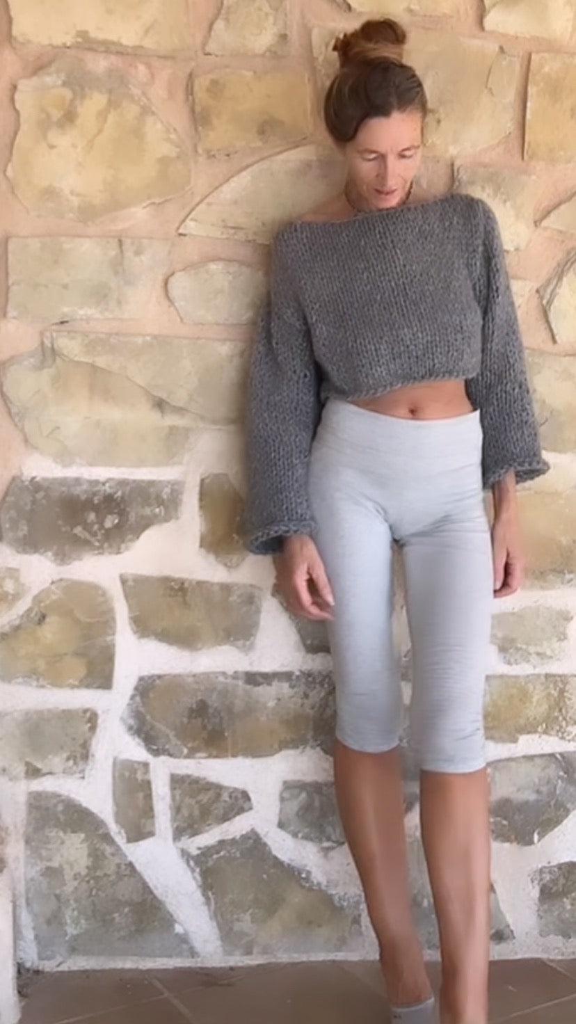 Gray alpaca sweater, crop top, jumper, pullover, a blend of alpaca and wool handmade knitwear,custom colours and sizes