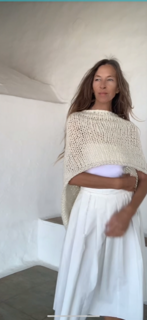 ivory white alpaca poncho, cover up, loose knit, handmade,