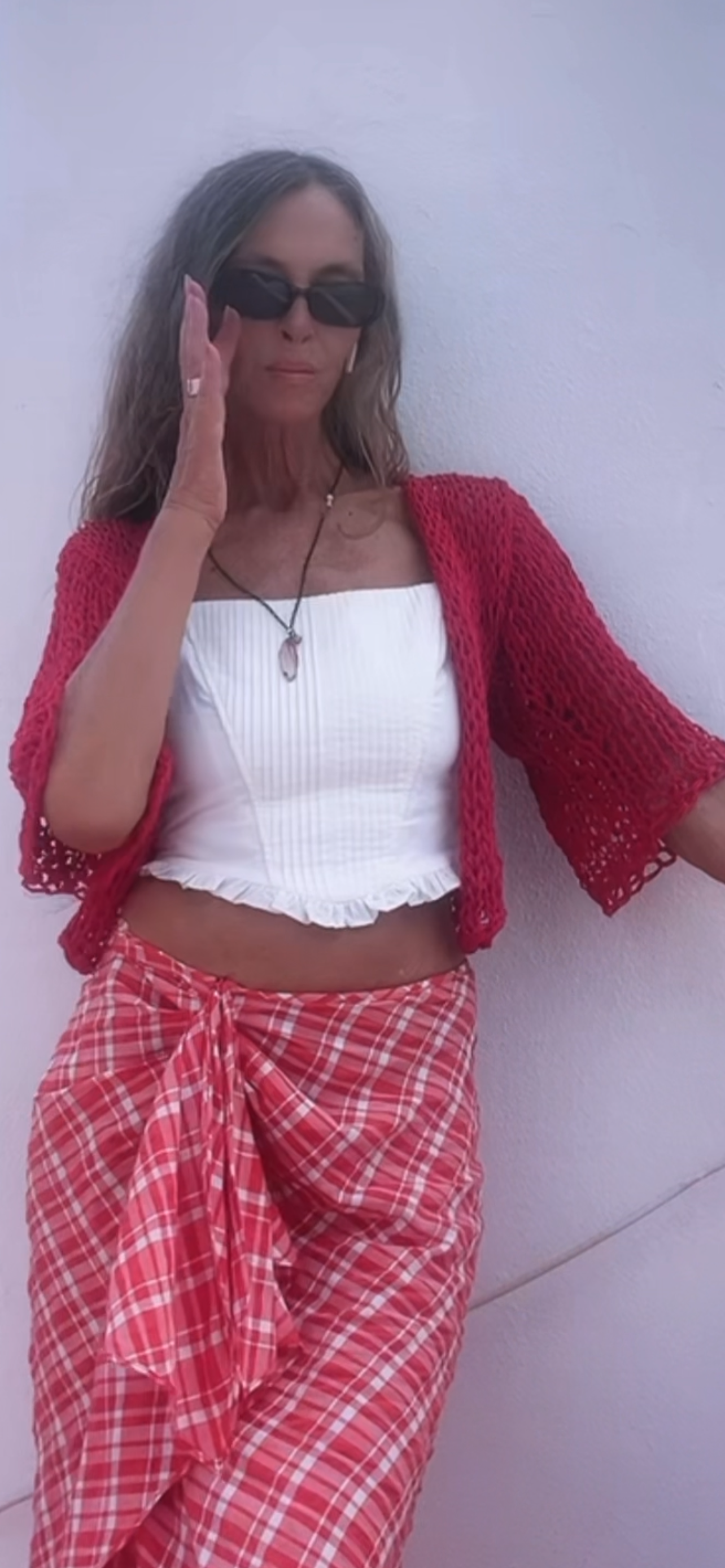 Red Linen Cotton Knit Bolero Shrug - Cropped Cardigan