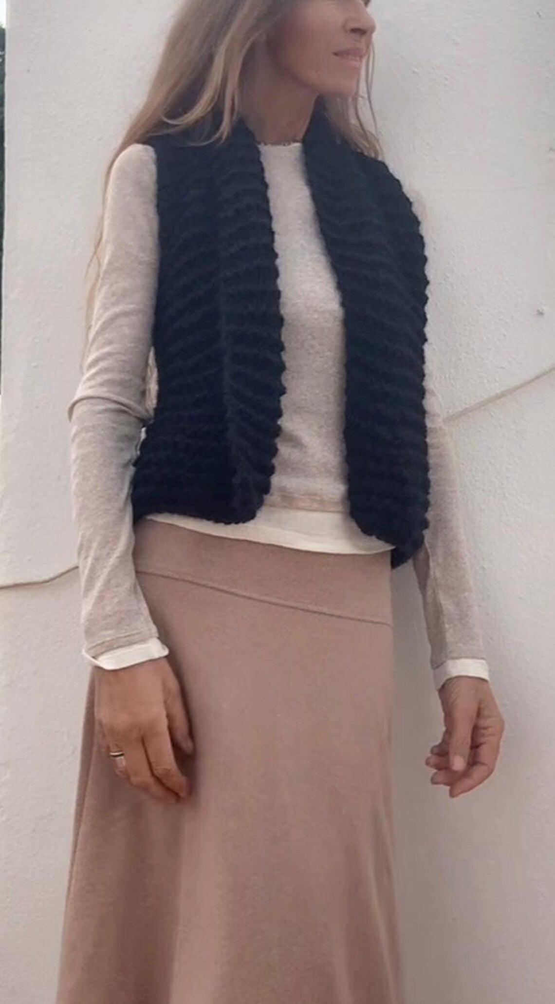 easy knit gilet pattern chunky waistcoat winter knit digital download