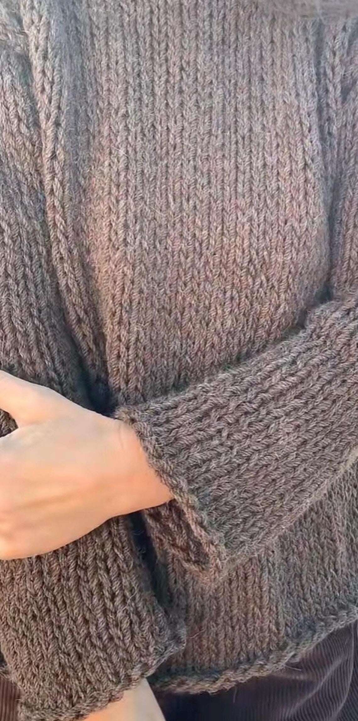 Brown Handknit Alpaca Sweater: Women's Slouchy Pullover no Acrylic