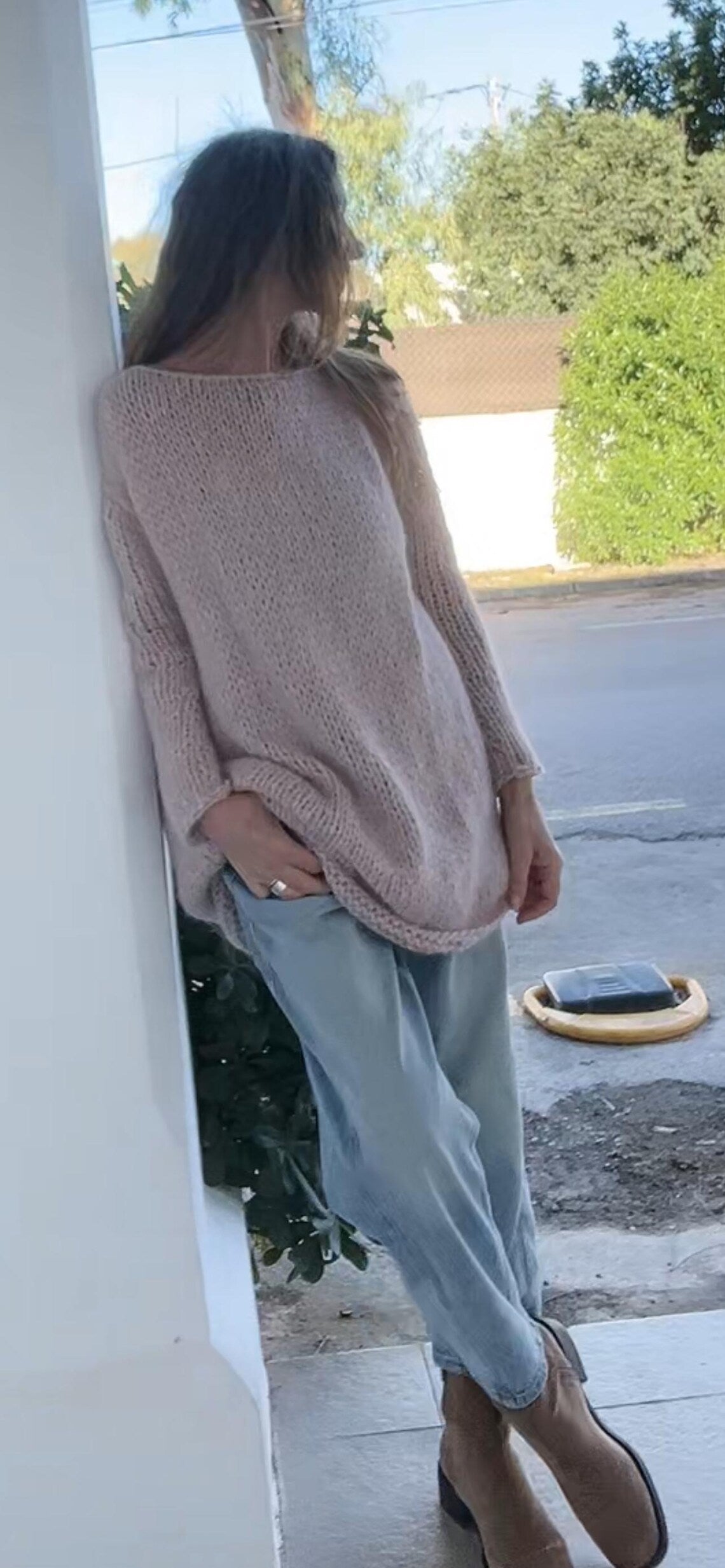 Pink Alpaca Sweater Dress: Women's Knit Pullover, long sweater