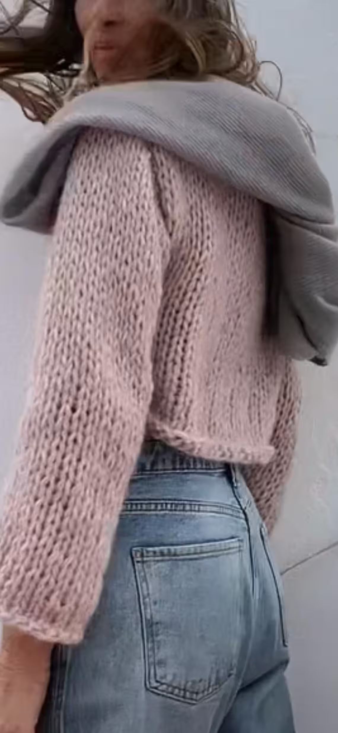 pink sweater Alpaca Cropped Knit Pullover