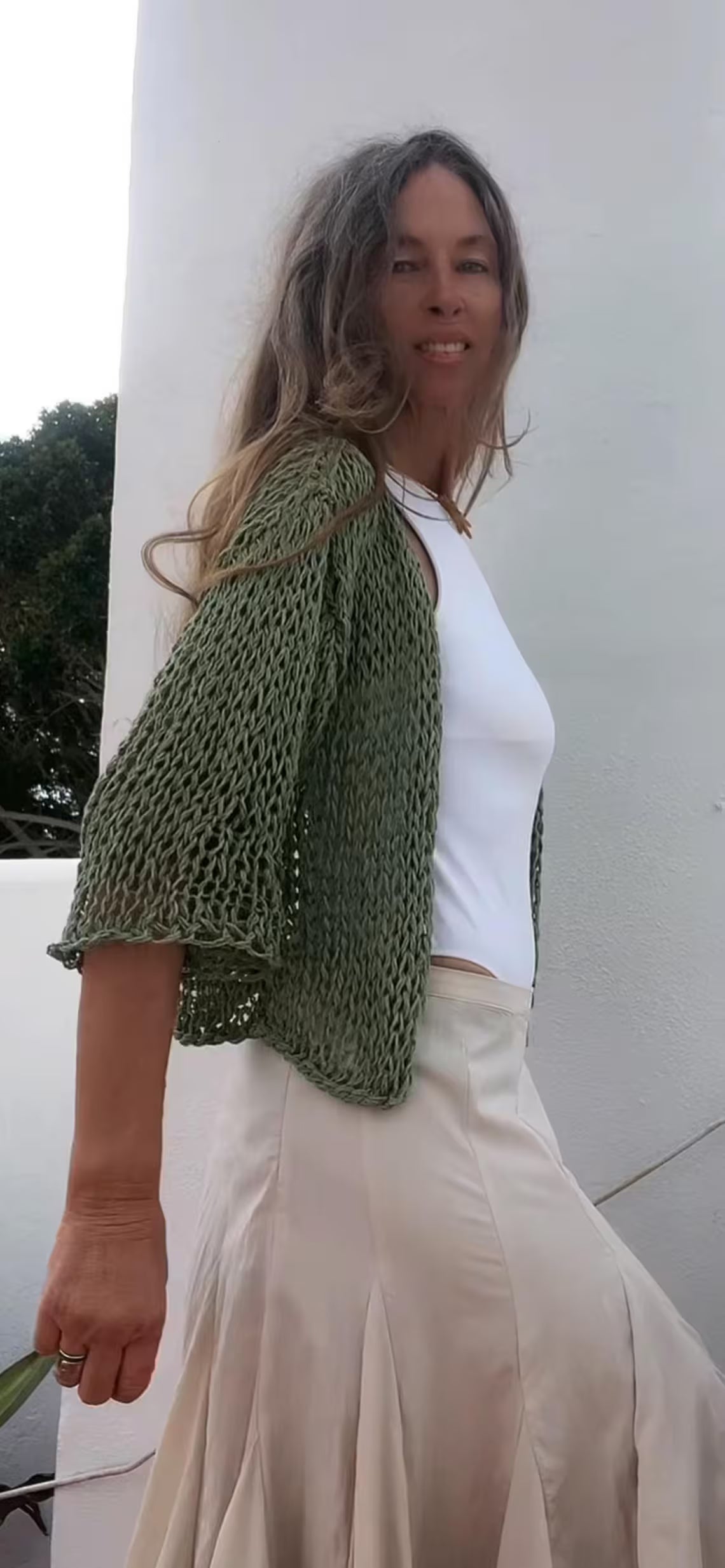 green bolero Handknit Linen Blend Shrug Summer Cardigan