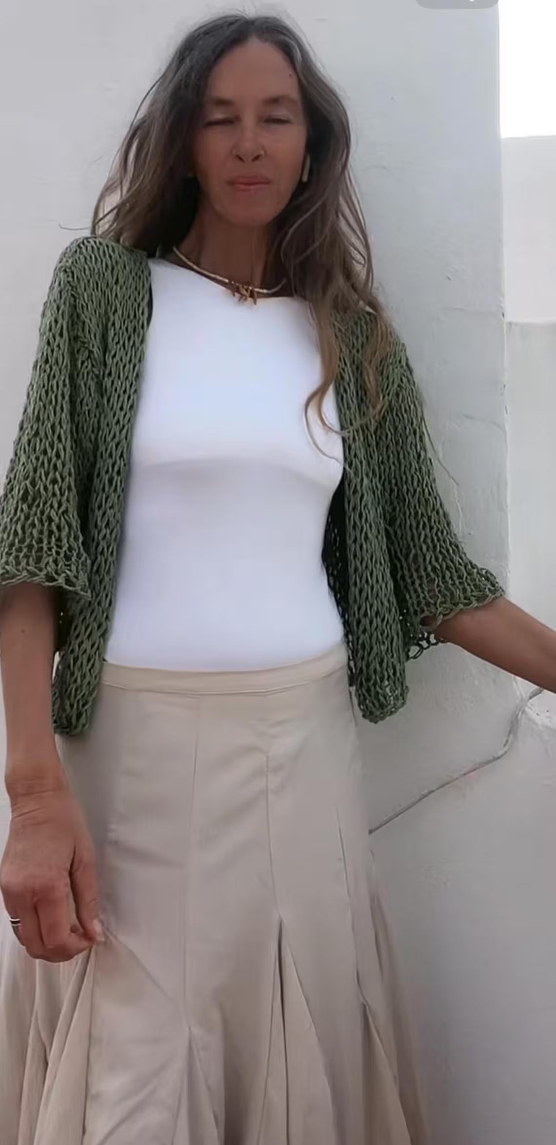 green bolero Handknit Linen Blend Shrug Summer Cardigan