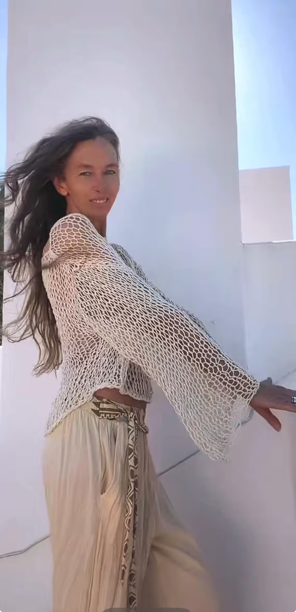 Handmade Cotton Crop Top, ivory white Slouchy Knit Sweater, Beach Cover