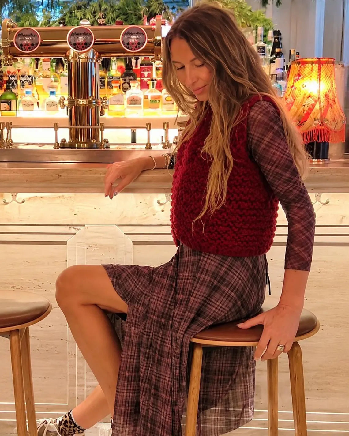 Ruby red gilet, Alpaca Knitted Gilet: Sleeveless Wool Waistcoat