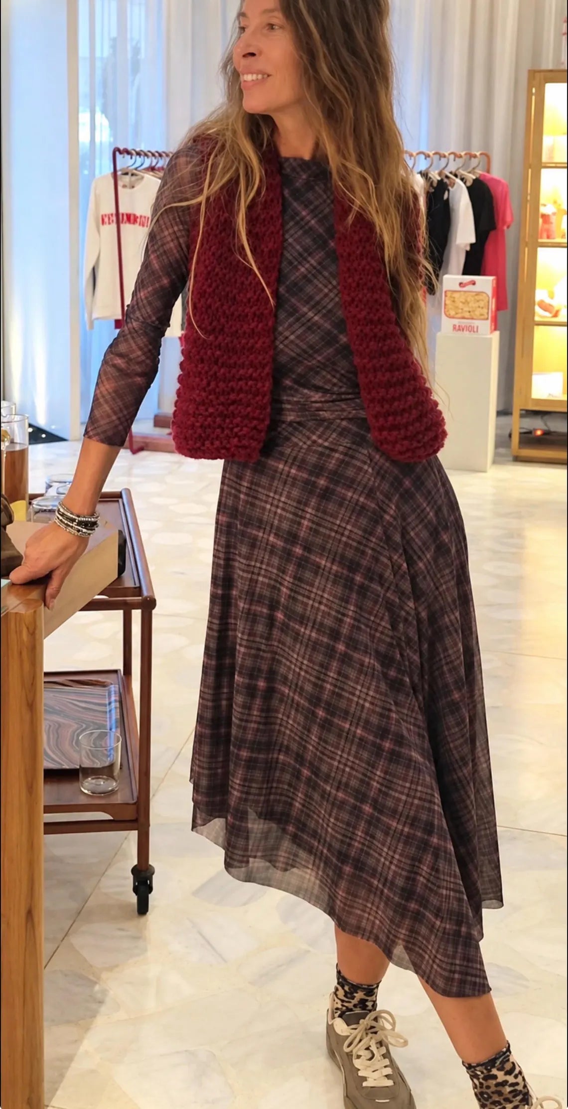 Ruby red gilet, Alpaca Knitted Gilet: Sleeveless Wool Waistcoat