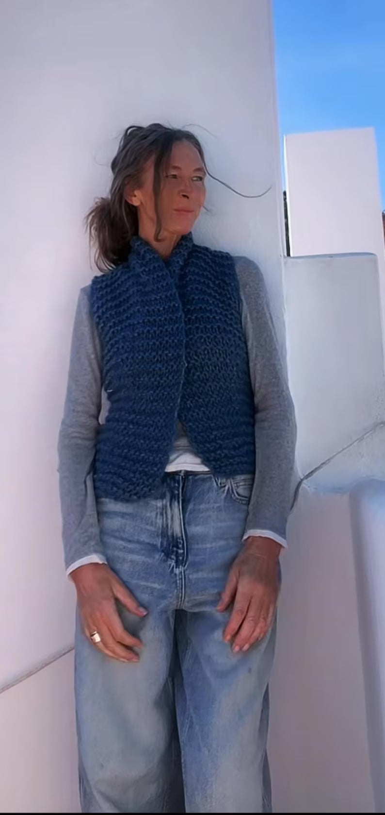 easy knit gilet pattern chunky waistcoat winter knit digital download