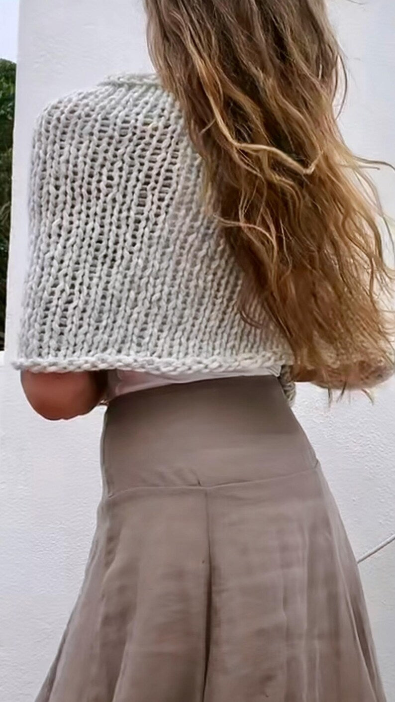 Silver gray poncho alpaca poncho cover-up