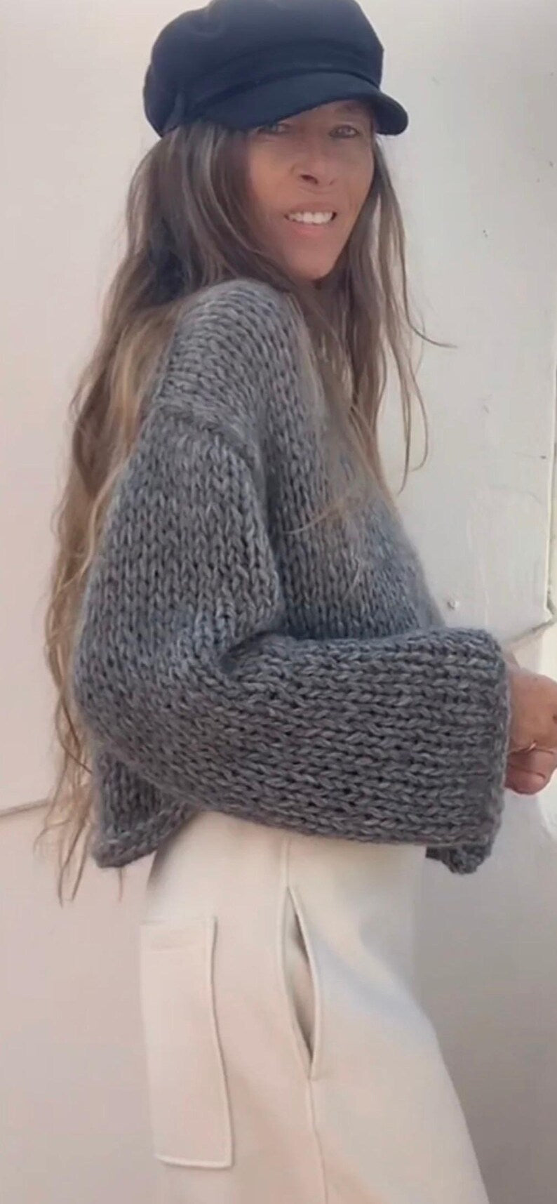 Easy Chunky Knit Crop Top Sweater Pattern (PDF Download)