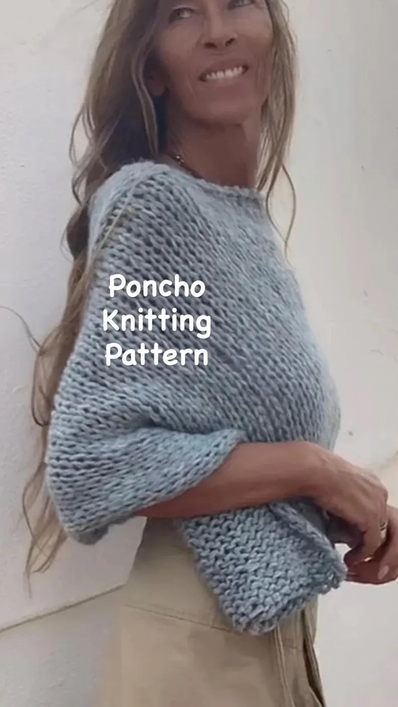 Beginner Poncho Knitting Pattern | Easy Women's Cover-Up | Instant Download | ENGLISH
