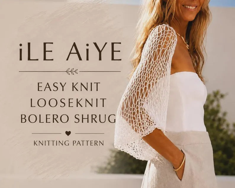 Bolero KNITTING PATTERN easy knitting pattern loose knit shrug Pattern women’s fashion knitting for summer style, in English size sml to XXL