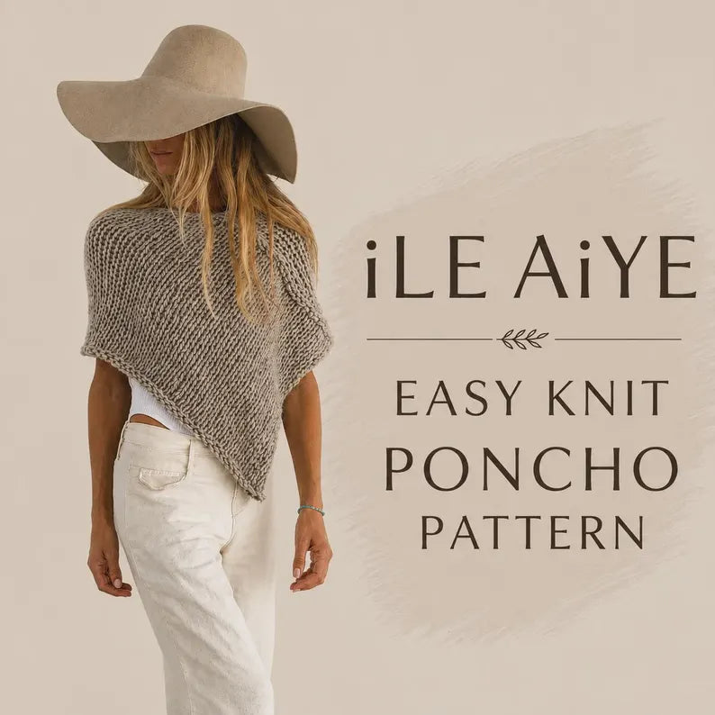 Beginner Poncho Knitting Pattern | Easy Women's Cover-Up | Instant Download | ENGLISH