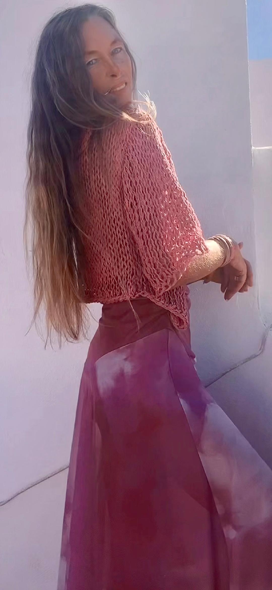Pink Linen Cotton Knit Bolero Shrug - Cropped Cardigan