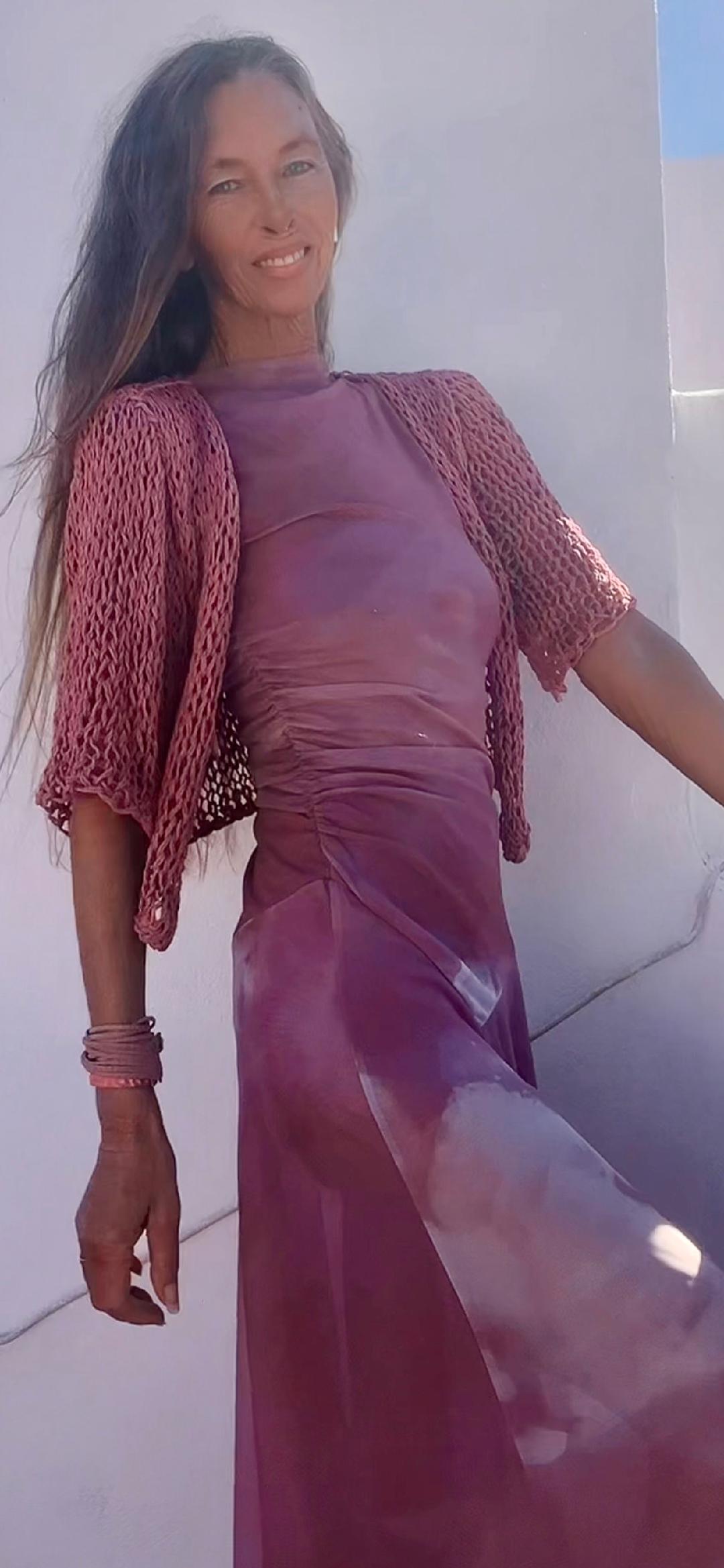 Pink Linen Cotton Knit Bolero Shrug - Cropped Cardigan