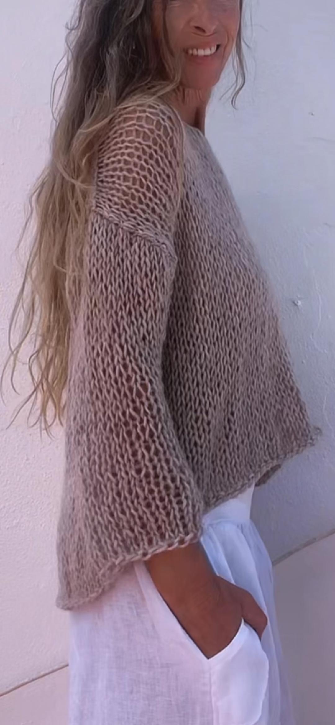 Beige alpaca sweater, transitional airy lightweight oversized relaxed fit loose knit sweater