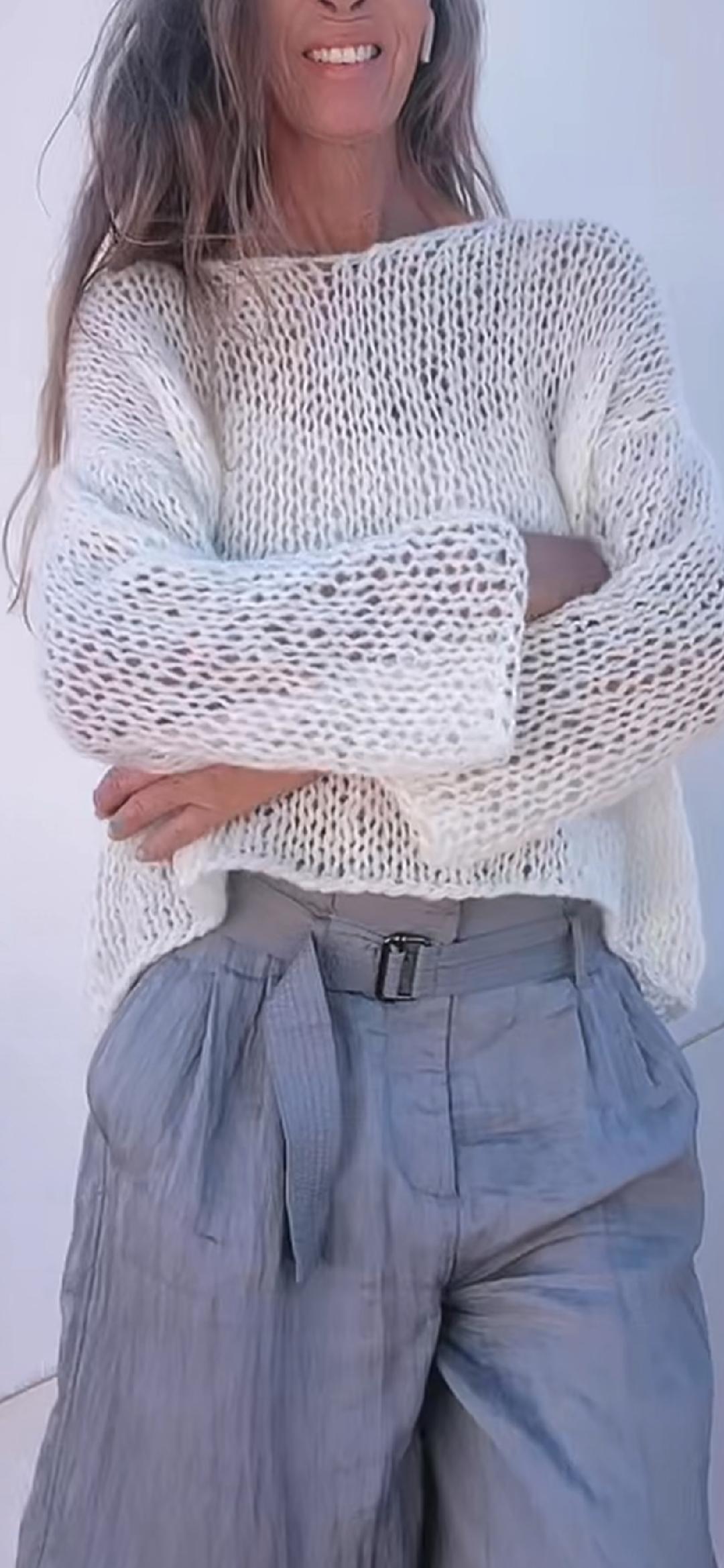 ivory white alpaca sweater, transitional airy lightweight oversized relaxed fit loose knit sweater