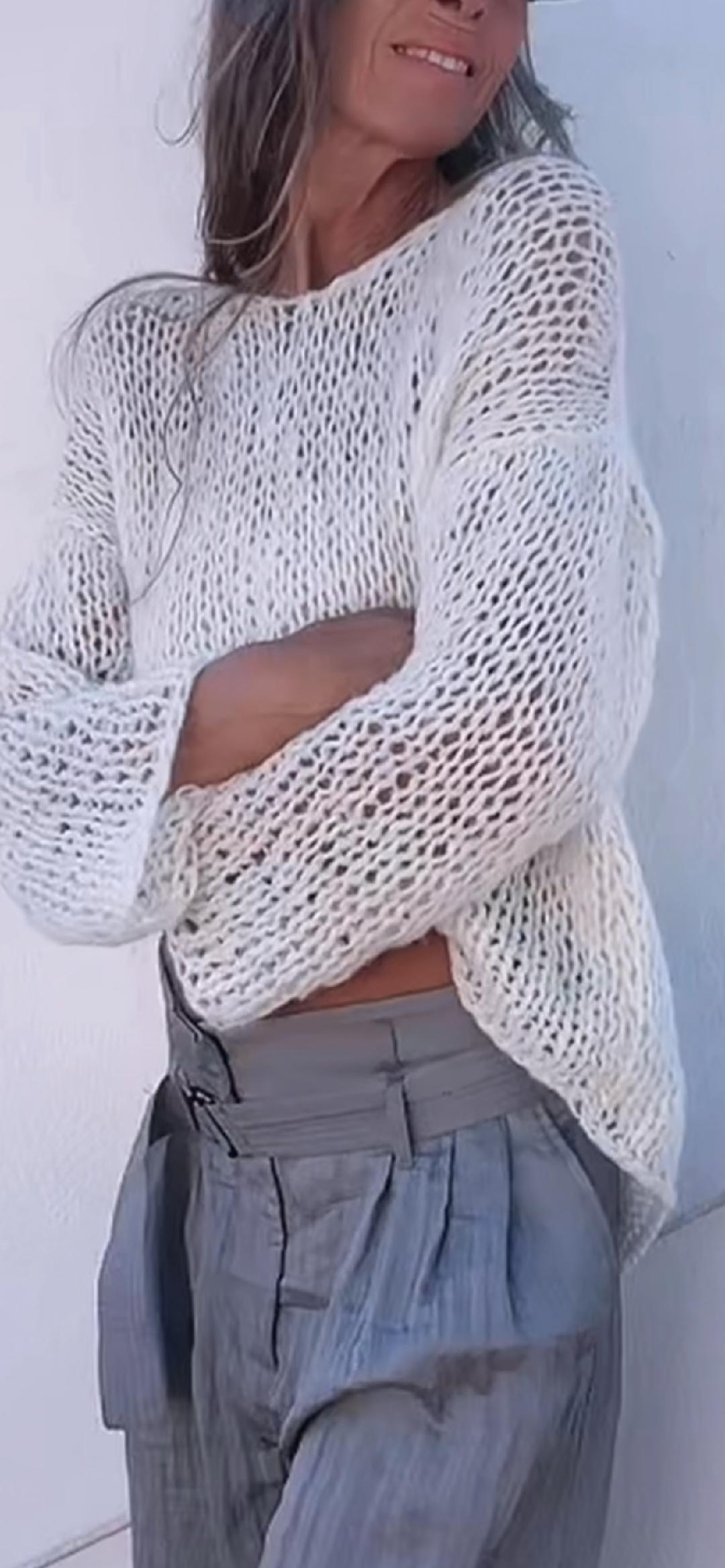 ivory white alpaca sweater, transitional airy lightweight oversized relaxed fit loose knit sweater