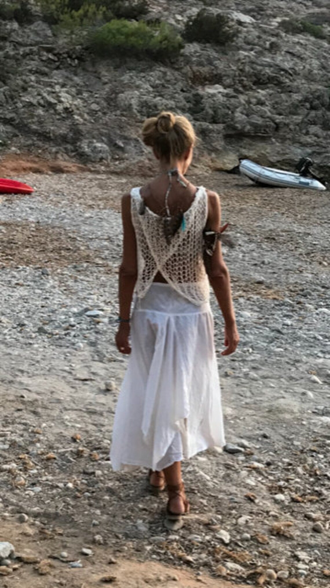 Ivory v back cotton tank