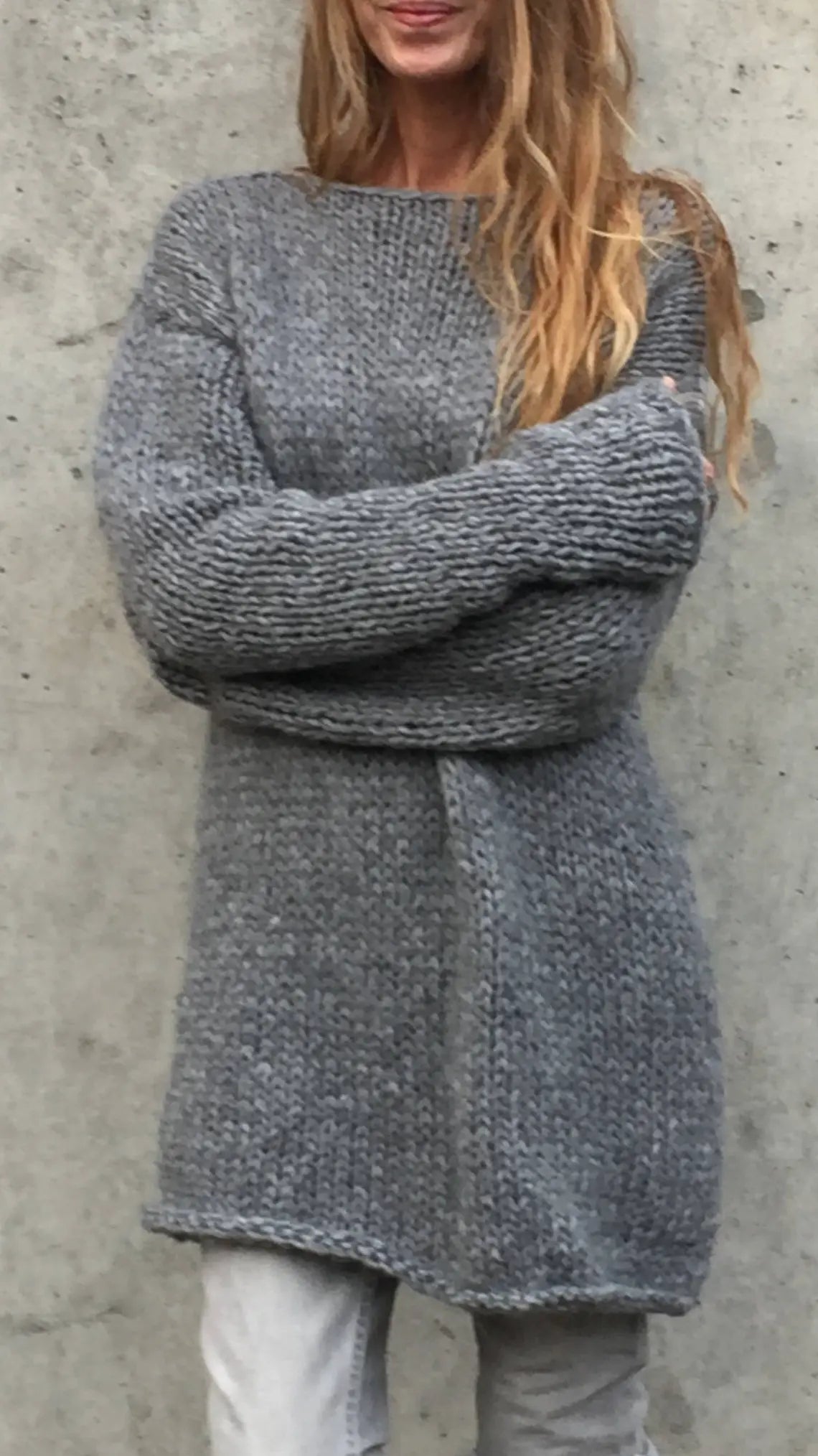 Gray Alpaca sweater dress, pullover, women's knit dress, long line, sustainable ethical clothing