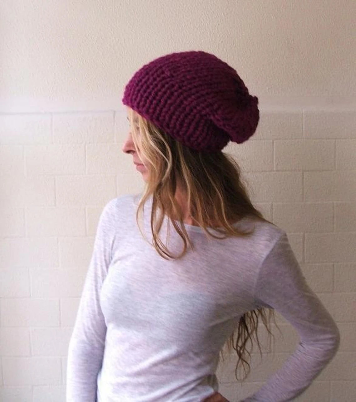 pink hat, Chunky beanie, vegan