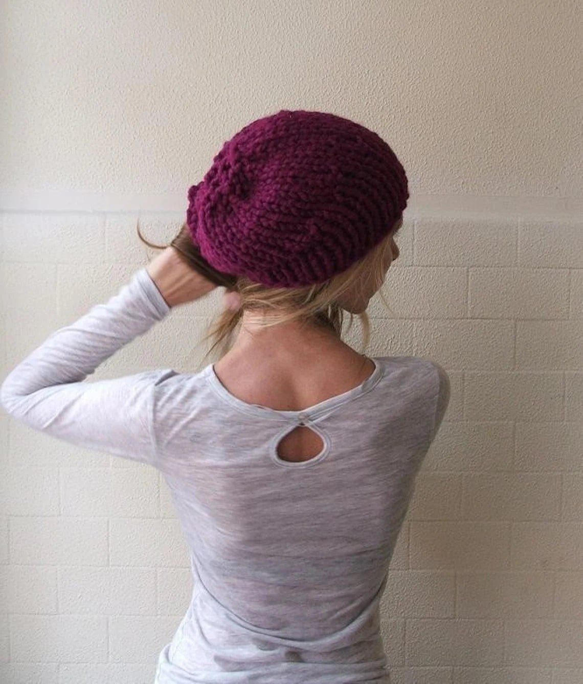 pink hat, Chunky beanie, vegan