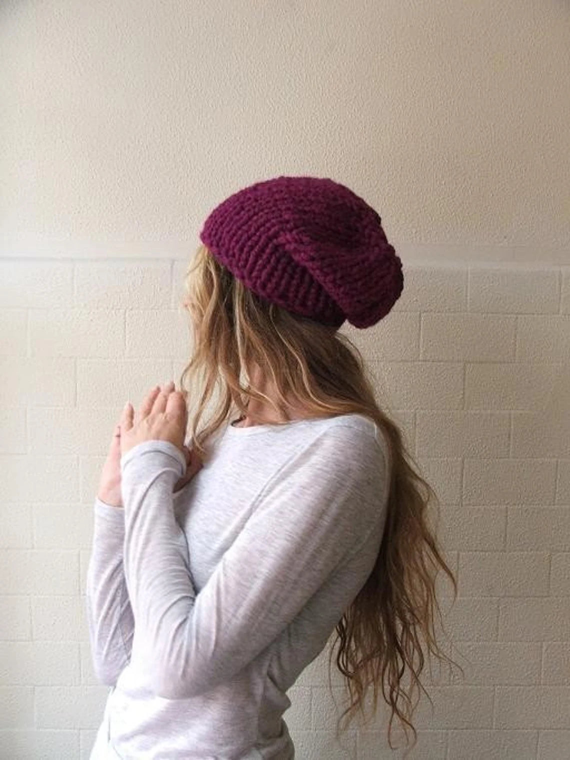 pink hat, Chunky beanie, vegan