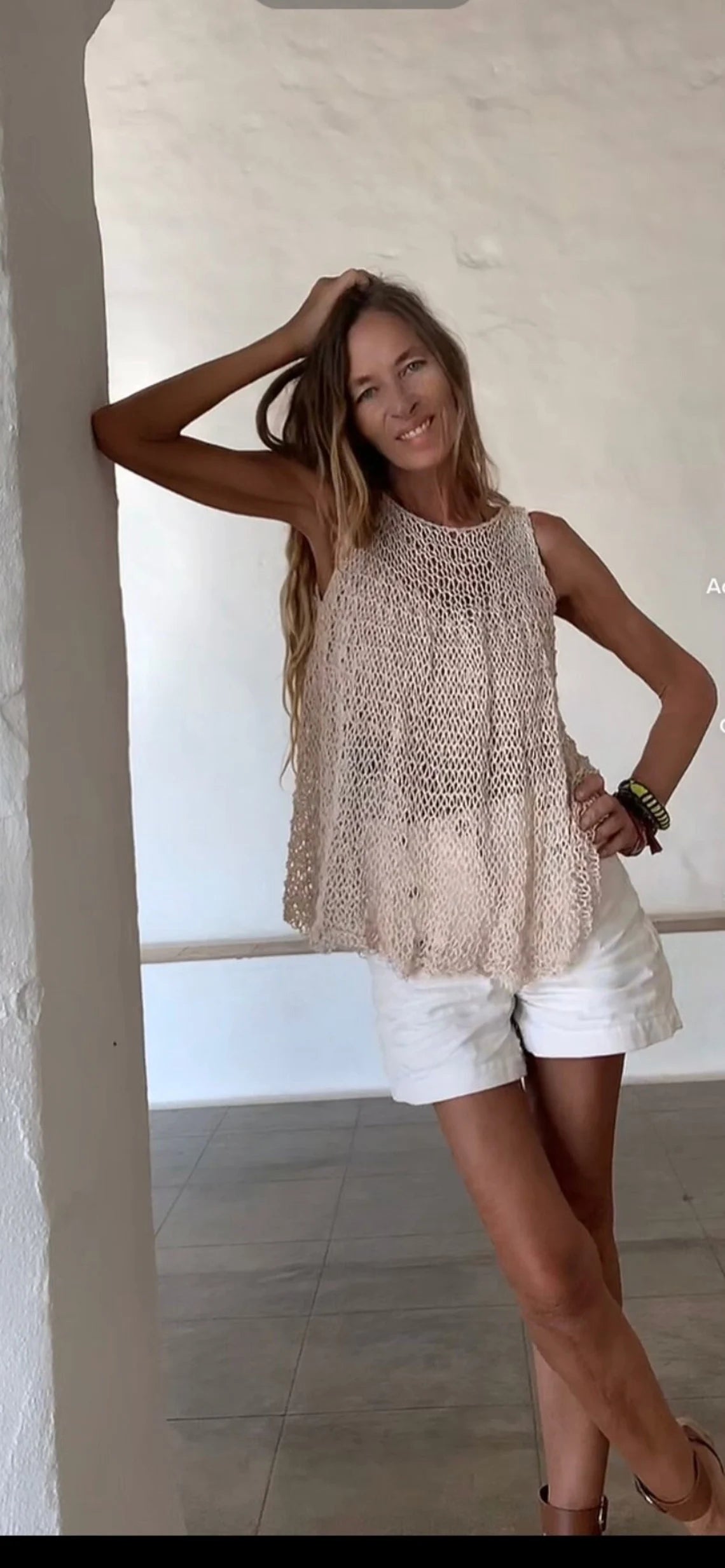 Camel tank t shirt, loose knit blouse maternity tank top, tunic, cotton & linen, swing top summer knit iLE AiYE knitwear