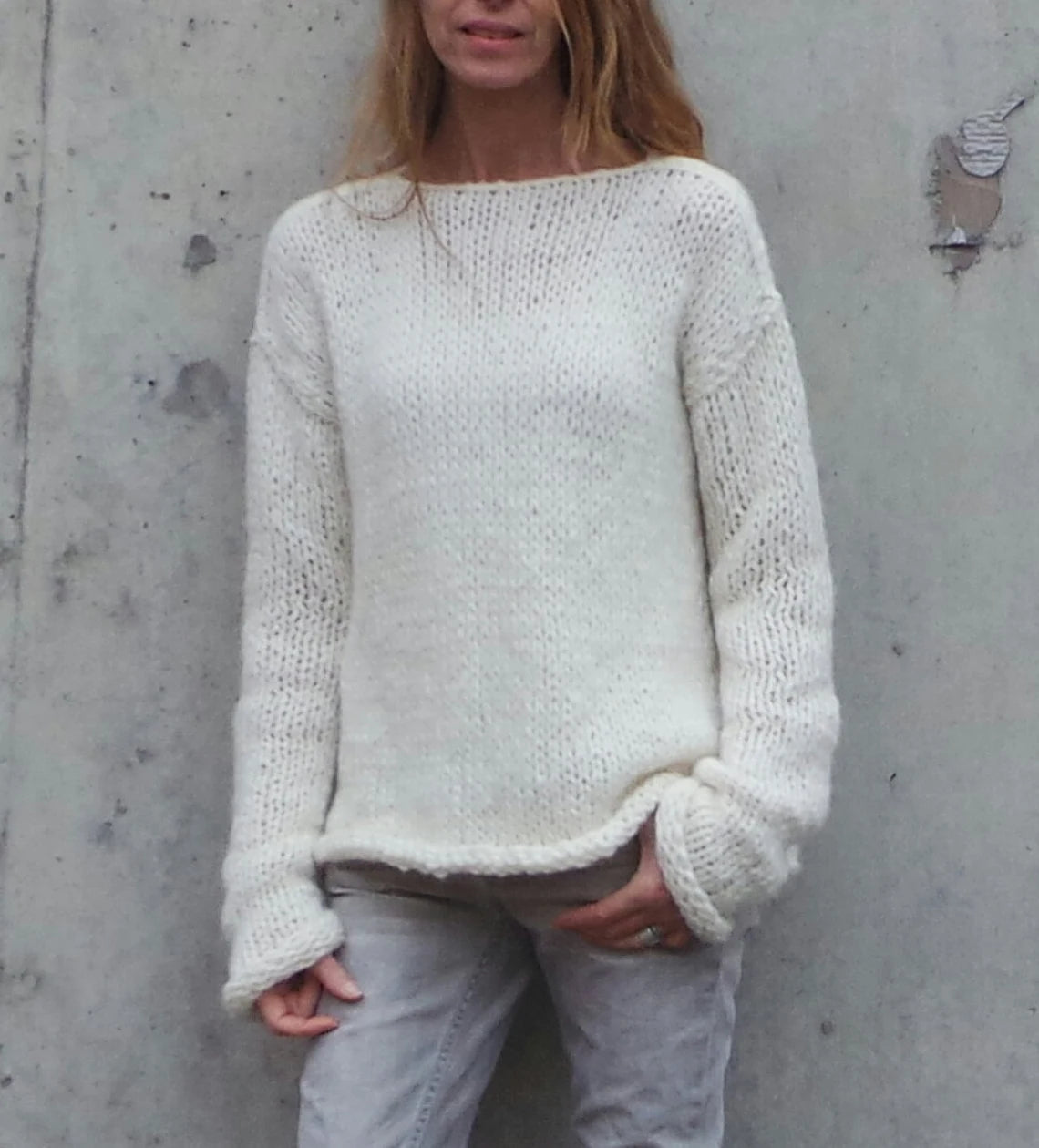 Alpaca Ivory white sweater women's slouchy over-sized pullover